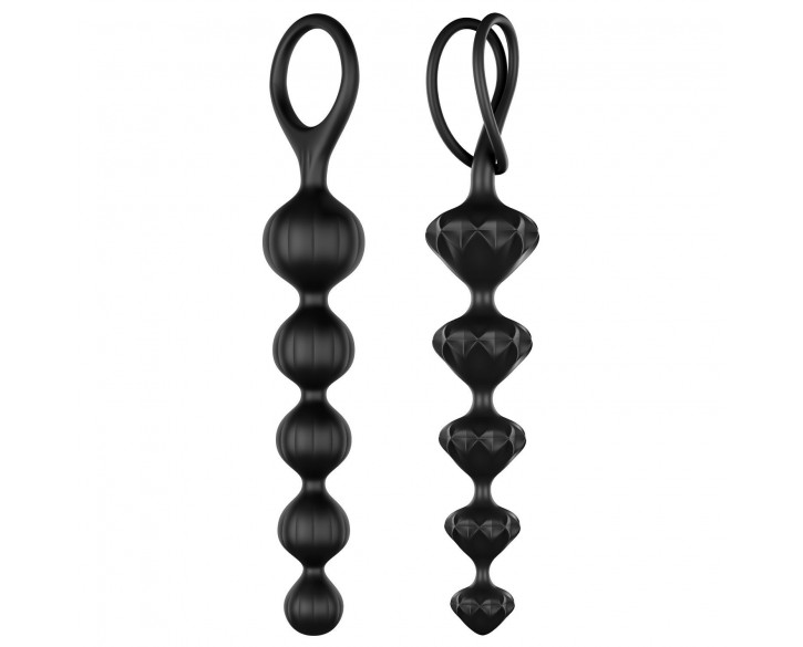 Набір анальних намистин Satisfyer Beads Black, силікон, макс. діаметр 3,3 см та 3,5 см