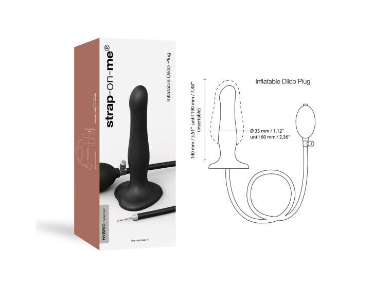 Надувний фалоімітатор Strap-On-Me INFLATABLE DILDO PLUG - NOIR, кулька всередині, діаметр до 6 см