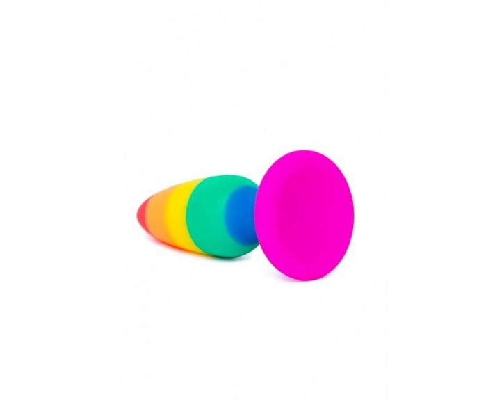 Силіконова анальна пробка Wooomy Hiperloo Silicone Rainbow Plug L, діаметр 3,9 см, довжина 13,1 см