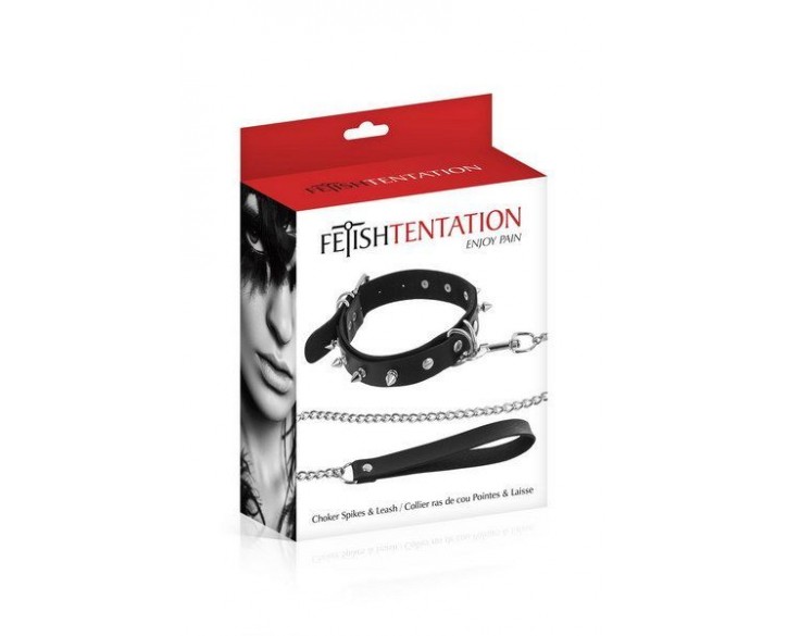 Нашийник з повідцем Fetish Tentation Spikes and Leash