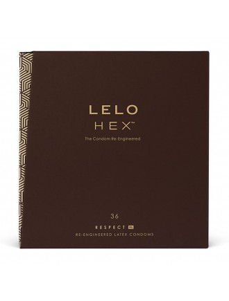 Презервативи LELO HEX Condoms Respect XL 36 Pack, тонкі та суперміцні, збільшений розмір