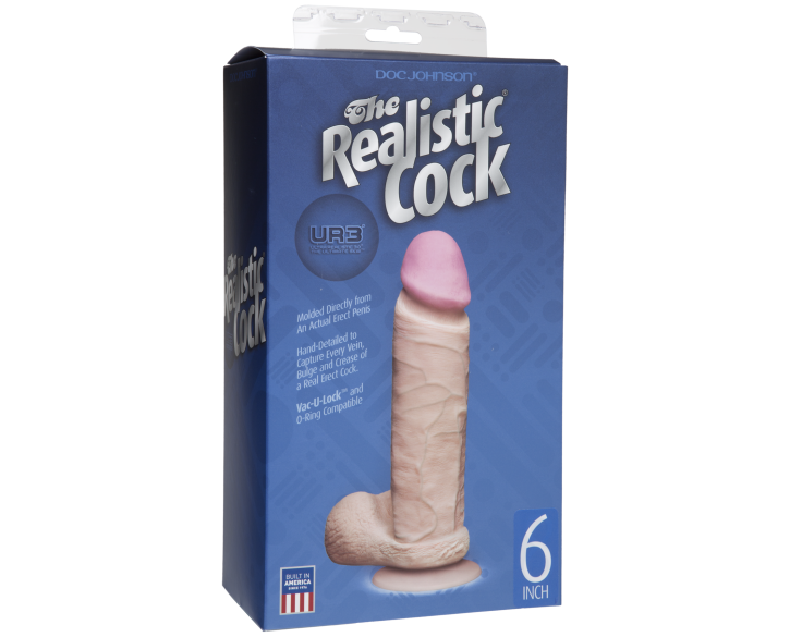 Фалоімітатор Doc Johnson The Realistic Cock 6 inch White – ULTRASKYN, Vack-U-Lock, діаметр 4,3 см