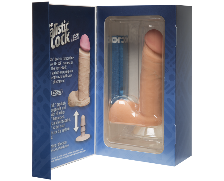 Фалоімітатор Doc Johnson The Realistic Cock 6 inch White – ULTRASKYN, Vack-U-Lock, діаметр 4,3 см