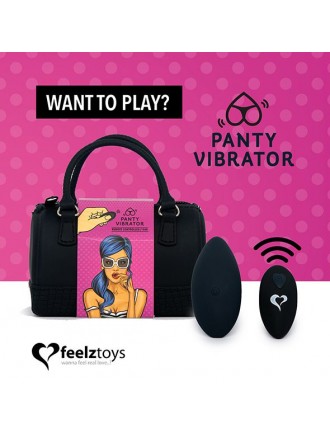 Вібратор в трусики FeelzToys Panty Vibrator Black з пультом ДК, 6 режимів роботи, сумочка-чохол