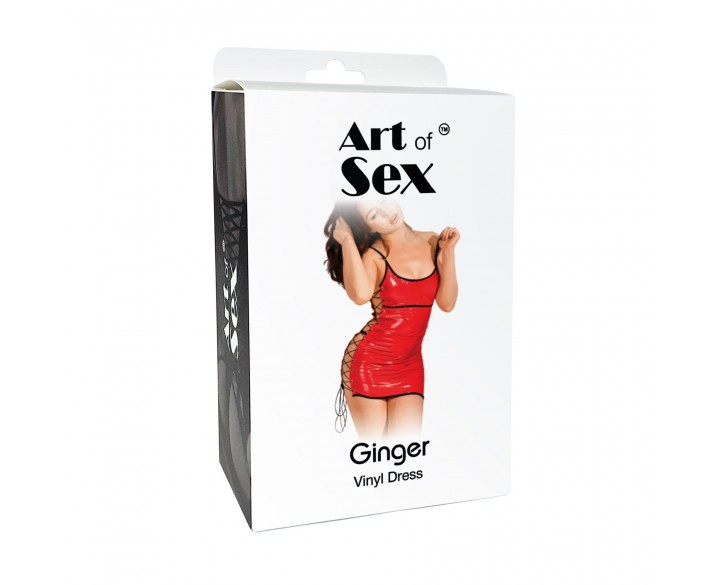 Сексуальна лакована сукня на шнурівці Art of Sex - Ginger червона L-2XL