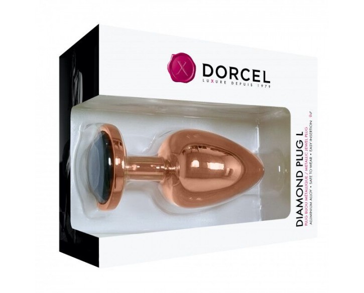 Металева анальна пробка із прикрасою у вигляді кристалу Dorcel - Diamond Plug Rose Gold L