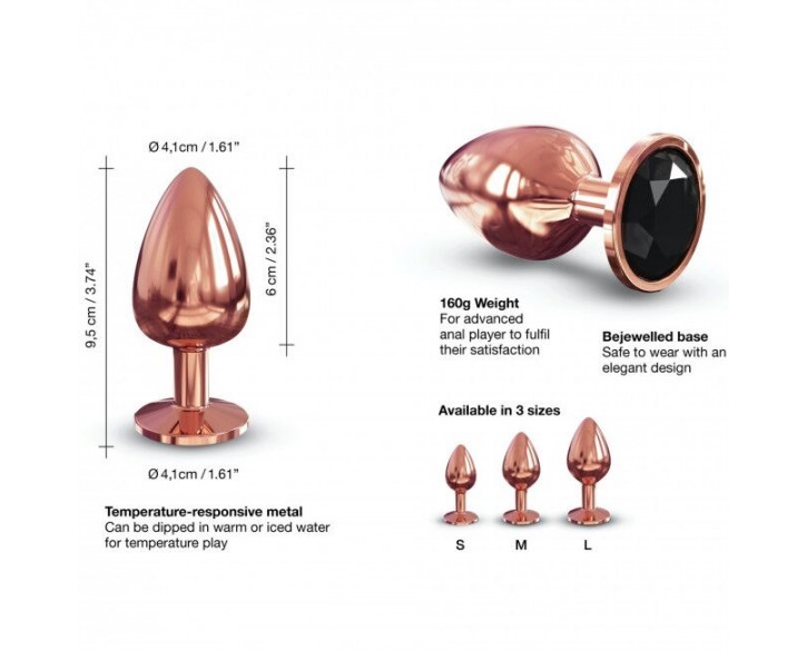 Металева анальна пробка із прикрасою у вигляді кристалу Dorcel - Diamond Plug Rose Gold L