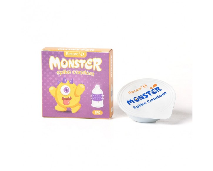 Насадка на член Recare Yellow Monster Spike Condom (презерватив з рядами пухирців та шипів)