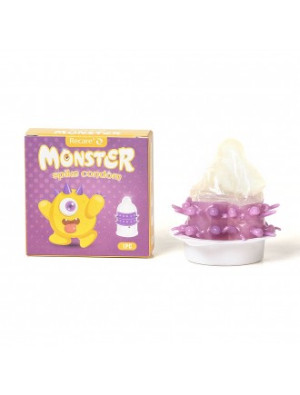 Насадка на член Recare Yellow Monster Spike Condom (презерватив з рядами пухирців та шипів)