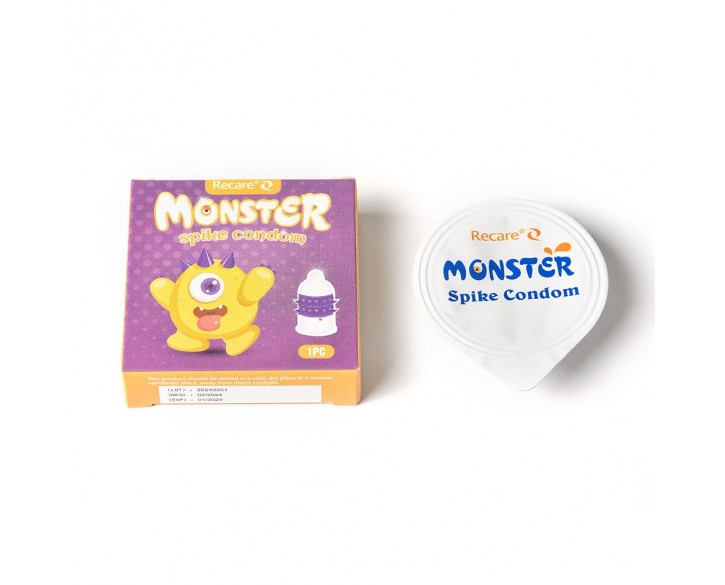 Насадка на член Recare Yellow Monster Spike Condom (презерватив з рядами пухирців та шипів)