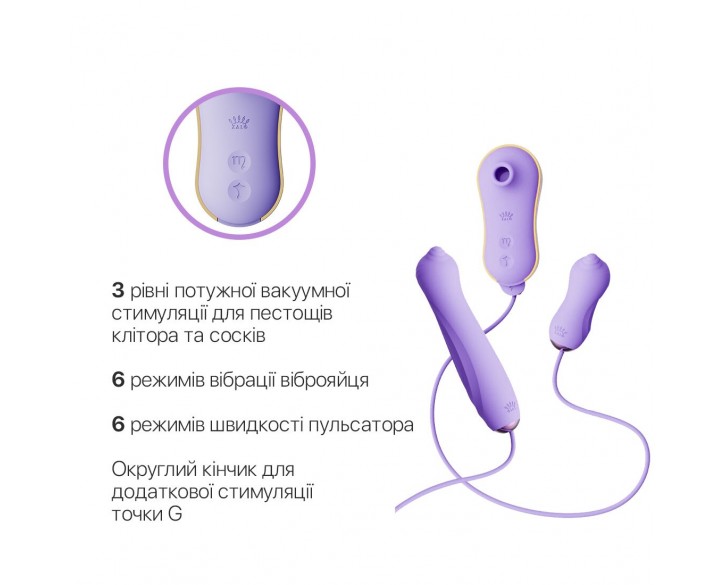 Набір 3в1 Zalo — UNICORN Set Violet, віброяйце, пульсатор, вакуумний стимулятор