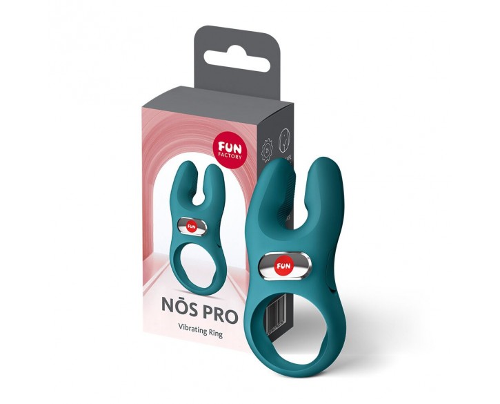Ерекційне віброкільце з подвійною стимуляцією клітора Fun Factory NŌS PRO Bottle Green, 2 мотори