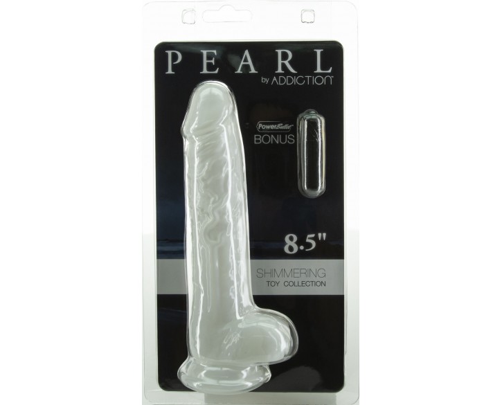 Фалоімітатор ADDICTION Pearl 8.5" Dildo with Balls, віброкуля в подарунок