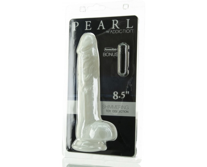 Фалоімітатор ADDICTION Pearl 8.5" Dildo with Balls, віброкуля в подарунок