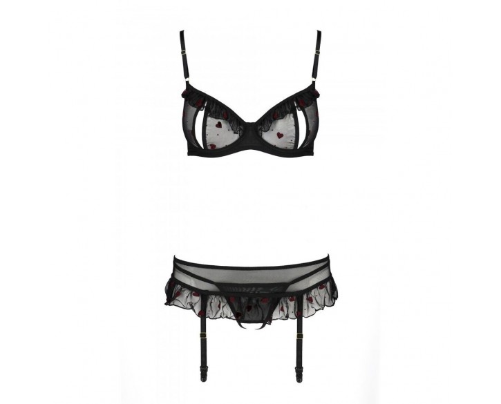 Сексуальний комплект з поясом для панчіх LOVELIA SET black S/M - Passion