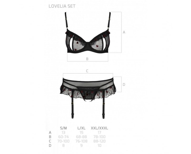 Сексуальний комплект з поясом для панчіх LOVELIA SET black S/M - Passion