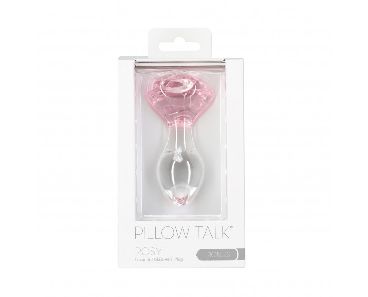 Скляна анальна пробка Pillow Talk Rosy Luxurious Glass Anal Plug, ⌀3,3 см, віброкуля в подарунок