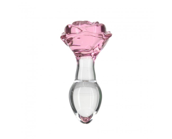 Скляна анальна пробка Pillow Talk Rosy Luxurious Glass Anal Plug, ⌀3,3 см, віброкуля в подарунок