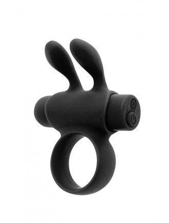 Ерекційне віброкільце S Pleasures Premium Rabbit Ring, чорне, зі знімною віброкулею та вушками