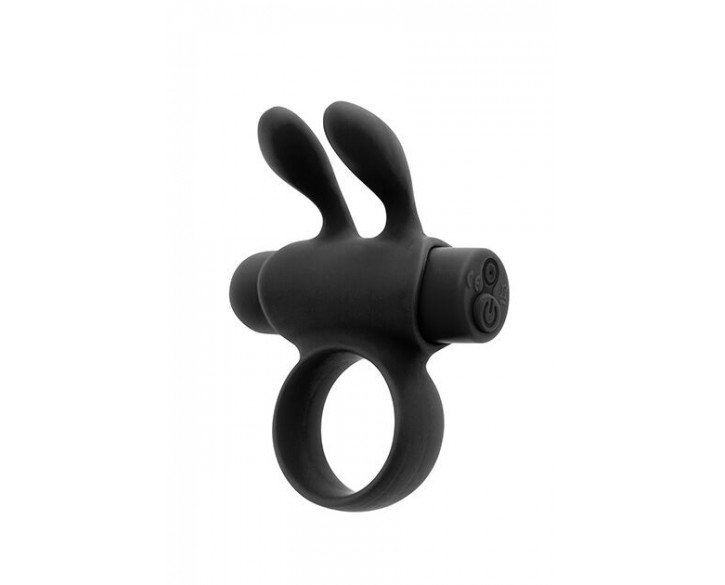 Ерекційне віброкільце S Pleasures Premium Rabbit Ring, чорне, зі знімною віброкулею та вушками