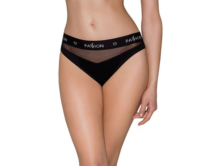 Трусики з прозорою вставкою Passion PS006 PANTIES black, size XL