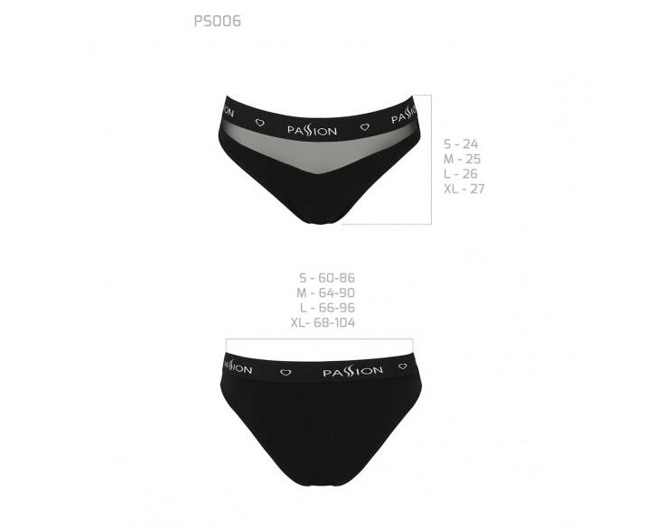 Трусики з прозорою вставкою Passion PS006 PANTIES black, size XL