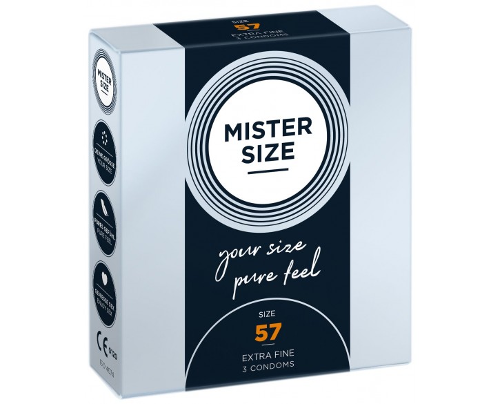 Презервативи Mister Size - pure feel - 57 (3 condoms), товщина 0,05 мм