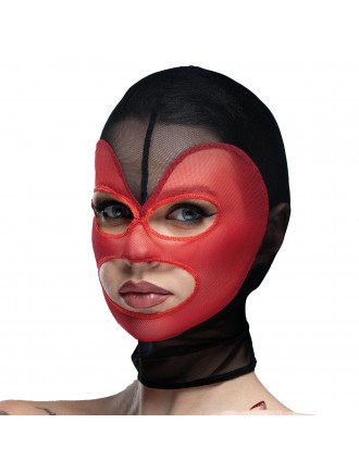 Маска серце сітка з відкритим ротом та очима Feral Feelings - Hearts Mask Black/Red