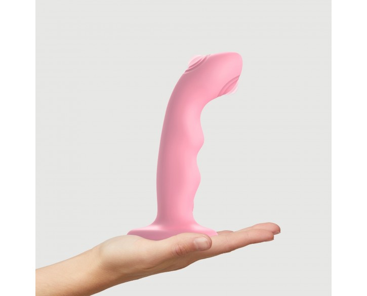 Насадка для страпону з подвійною точковою пульсацією Strap-On-Me TAPPING DILDO WAVE - CORAL PINK