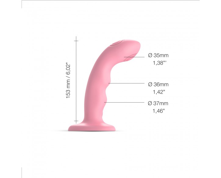 Насадка для страпону з подвійною точковою пульсацією Strap-On-Me TAPPING DILDO WAVE - CORAL PINK