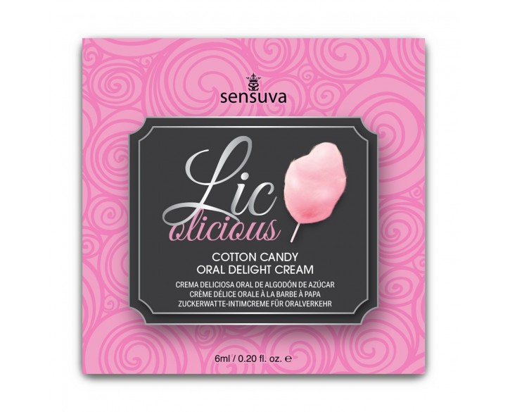 Пробник гелю для мінету Sensuva Lic-o-licious Cotton Candy (6 мл), оліїстий, без цукру