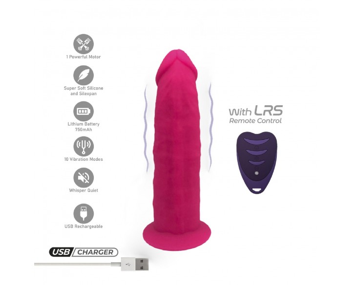 Фалоімітатор з вібрацією SilexD Henry Vibro Pink (MODEL 2 size 7in) + LRS, діаметр 4,4 см