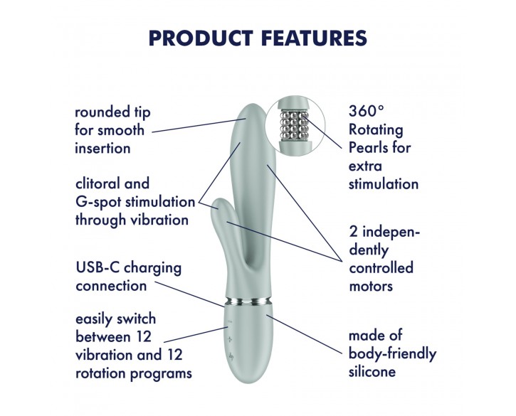 Вібратор-кролик Satisfyer Pearl Bunny 2 Greygreen