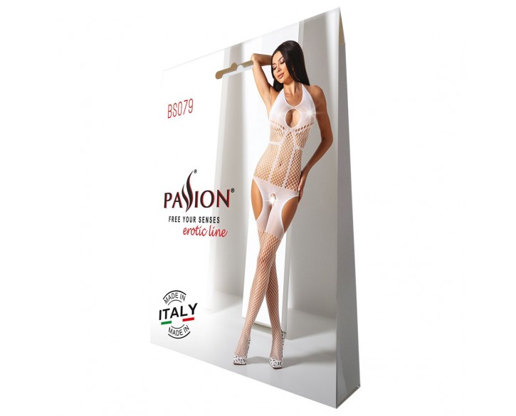 Бодістокінг з імітацією панчох Passion BS079 white