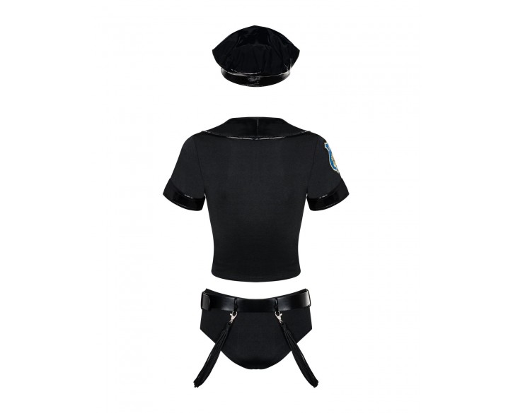 Еротичний костюм поліцейського Obsessive Police set S/M, black, топ, шорти, кепка, пояс, портупея