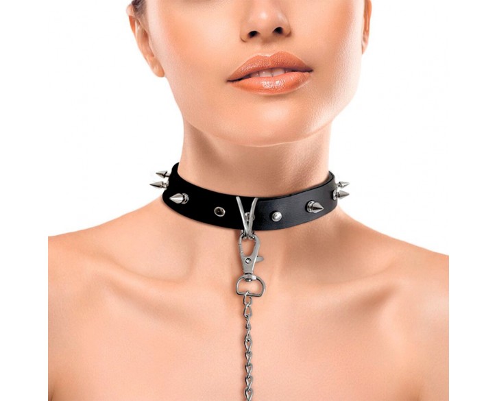 Нашийник з шипами та повідцем Art of Sex - Collar Spikes and Leash