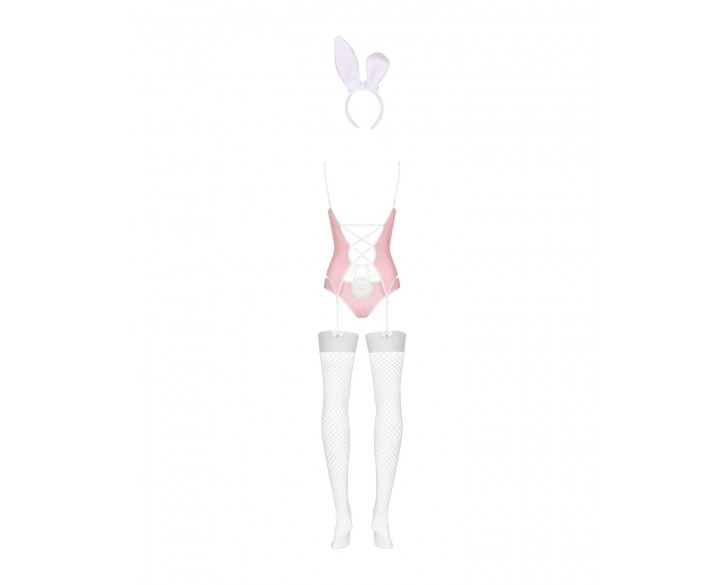 Еротичний костюм зайчика Obsessive Bunny suit 4 pcs costume pink S/M, рожевий, топ з підв’язками, тр