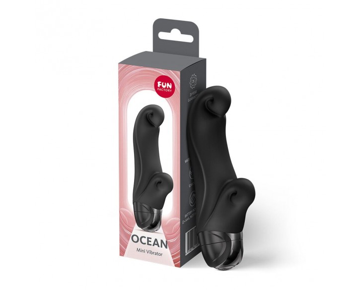 Вібратор-кролик Fun Factory OCEAN Black, для клітора та точки G, 6 режимів, на батарейках