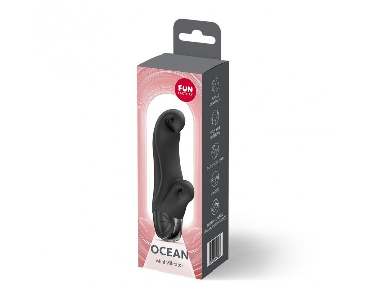 Вібратор-кролик Fun Factory OCEAN Black, для клітора та точки G, 6 режимів, на батарейках