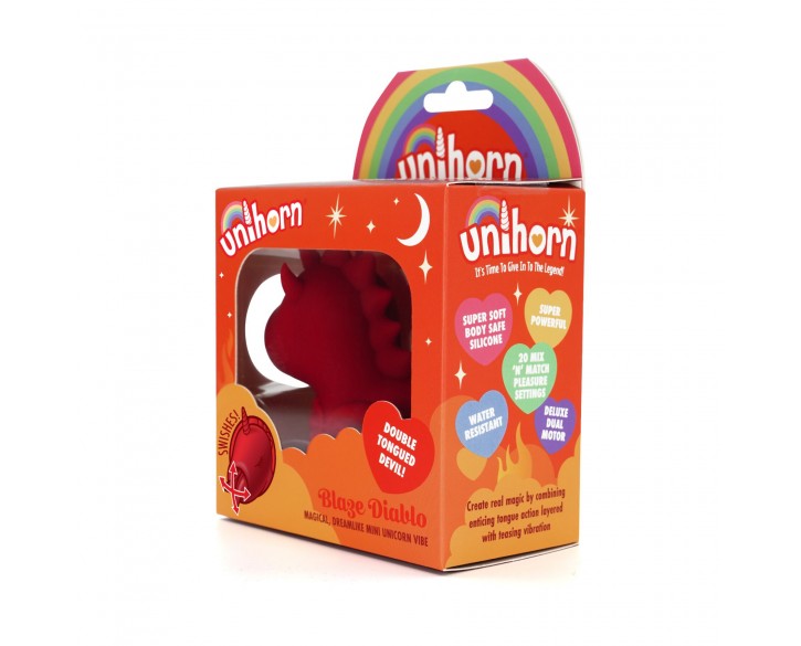 Вібратор-єдиноріжка Unihorn – Blaze Diablo, пестливий роздвоєний язичок
