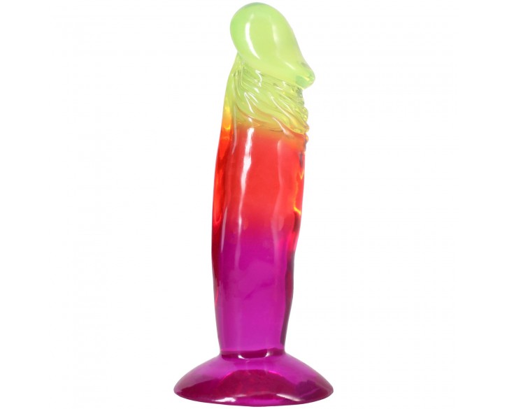 Фалоімітатор Doc Johnson Crystal Jellies - 6.5 Inch Classic Dong - Rainbow