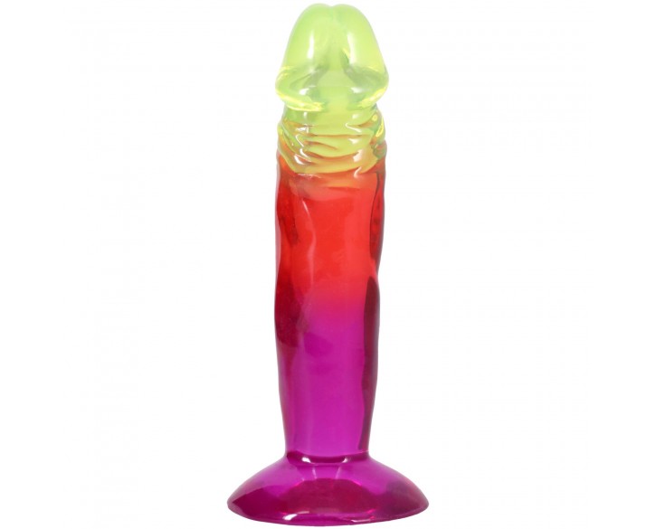 Фалоімітатор Doc Johnson Crystal Jellies - 6.5 Inch Classic Dong - Rainbow