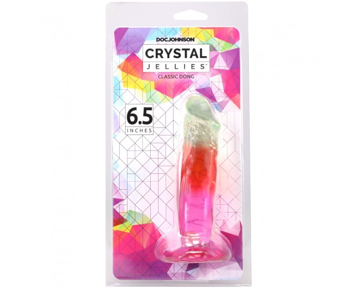 Фалоімітатор Doc Johnson Crystal Jellies - 6.5 Inch Classic Dong - Rainbow