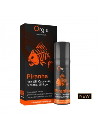 Крем для посилення ерекції Orgie Piranha 15 мл, жир піранії, женьшень, гінкго білоба та перець чилі