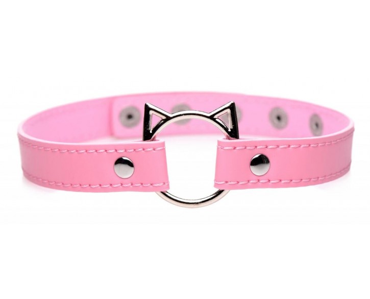 Чокер Master Series Kinky Kitty Ring Slim Choker - Pink