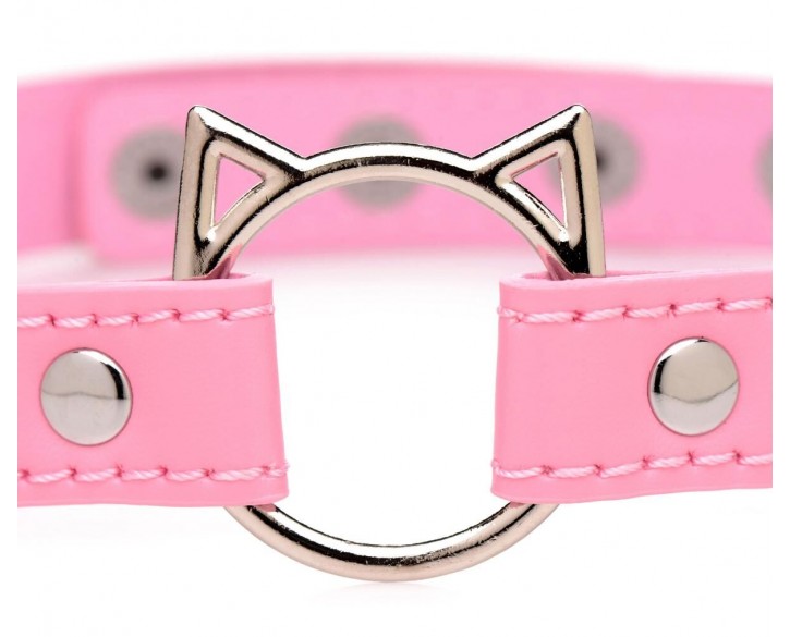 Чокер Master Series Kinky Kitty Ring Slim Choker - Pink