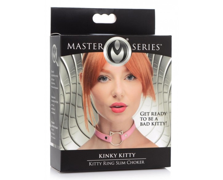 Чокер Master Series Kinky Kitty Ring Slim Choker - Pink