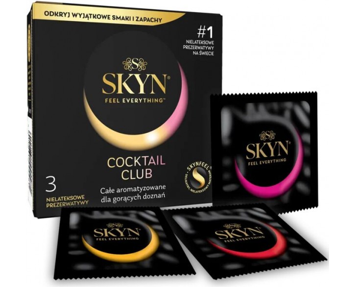 Презервативи SKYN Cocktail Club 3 шт, смаки Pina Colada, Cherry Sunrise та Passion Daiquiri