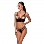 Комплект з екошкіри з люверсами та ремінцями Malwia Bikini black S/M — Passion, бра та трусики