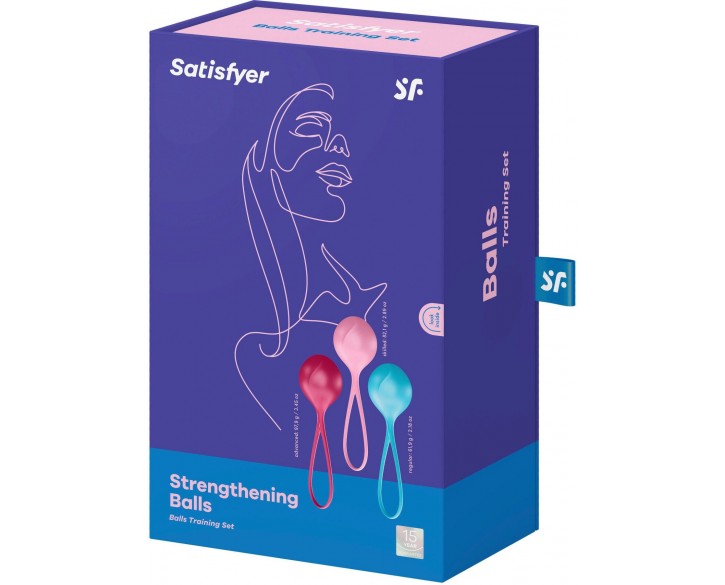 Вагінальні кульки Satisfyer Strengthening Balls (3шт), діаметр 3,8 см, маса 62-82-98г, монолітні